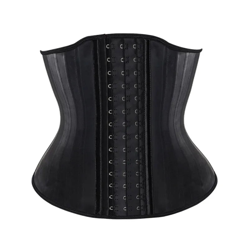 Curvy Waist SA 25-bone black latex waist trainer front view