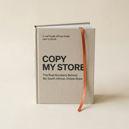 Copy My Store ebook cover — The Real Numbers Behind My South African Online Store, R497 PDF guide by Curvy Waist SA