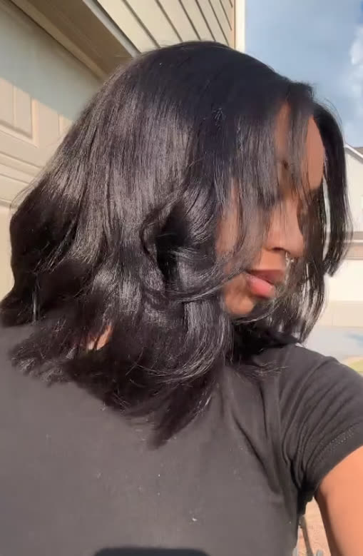 Curvy Waist SA 10 inch human hair bob wig customer photo - outdoor side profile sunlight