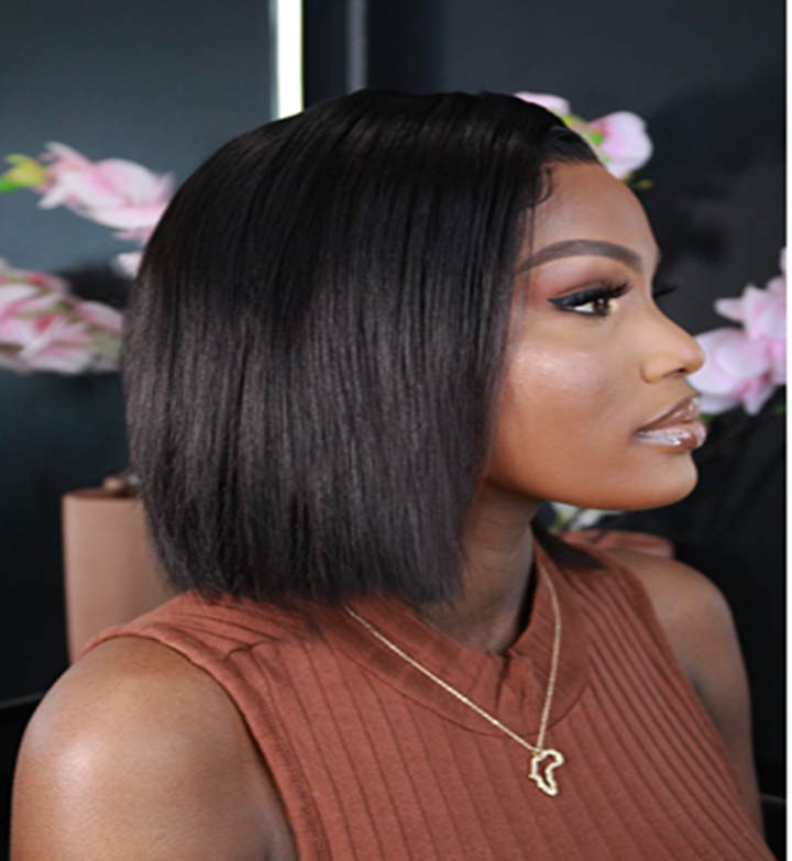 Curvy Waist SA 10 inch human hair bob wig side profile view