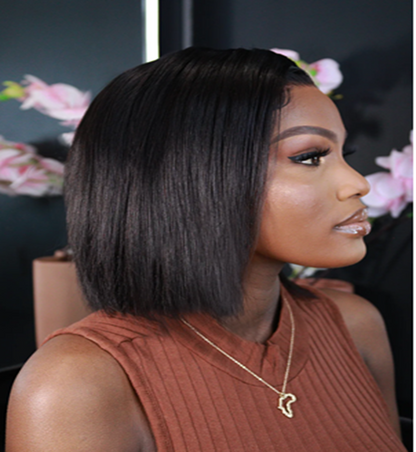 Curvy Waist SA 10 inch human hair bob wig side profile view