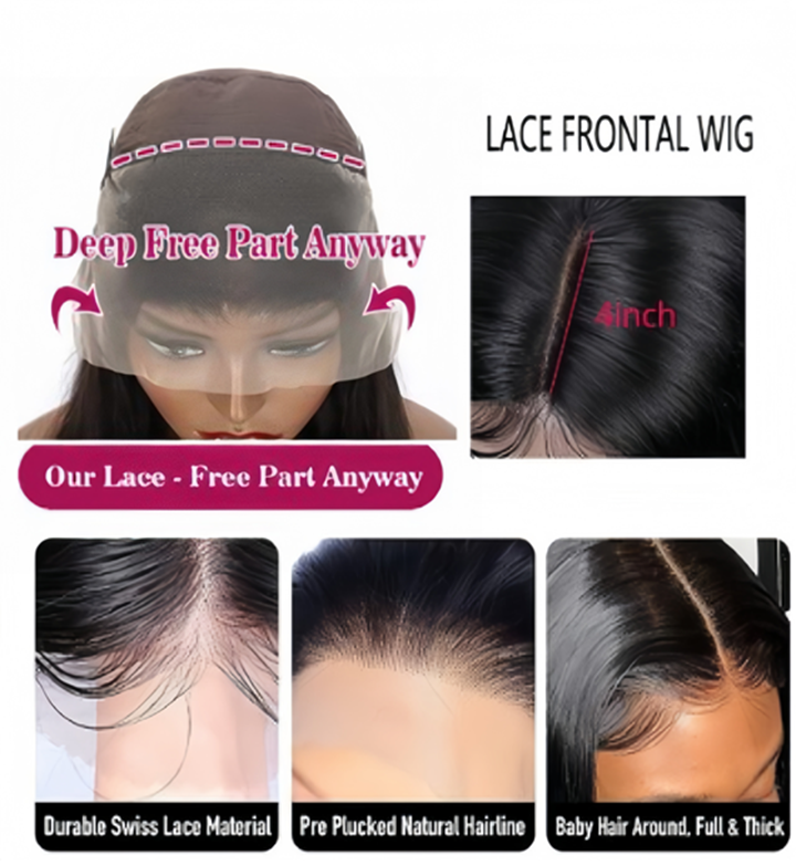 Curvy Waist SA lace frontal wig construction details, Swiss lace, pre-plucked hairline, baby hair