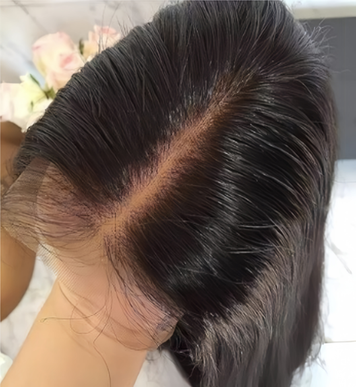 Curvy Waist SA 10 inch wig close-up of natural-looking lace parting